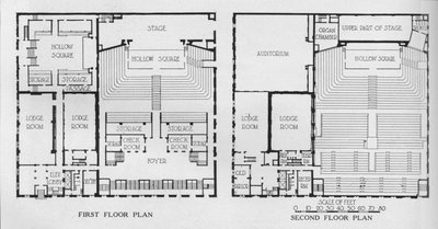 Piante del piano, il Tempio Massonico, Birmingham, Alabama, 1924 da Unbekannt