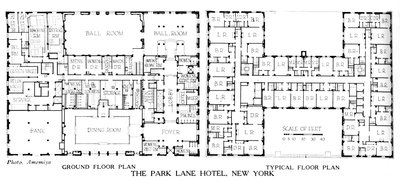 Piante del piano, Park Lane Hotel, New York City da Unbekannt
