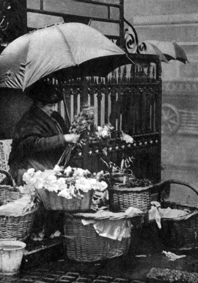 Venditore di fiori, Piccadilly Circus, Londra, 1926-1927 da Unbekannt