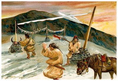 Preghiere volanti sul Passo Maium, 1898 da Unbekannt