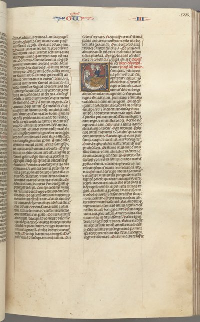 Fol. 123r, Re III, iniziale istoriata E, un attendente porta Abisag a David..., c. 1275-1300 da Unbekannt