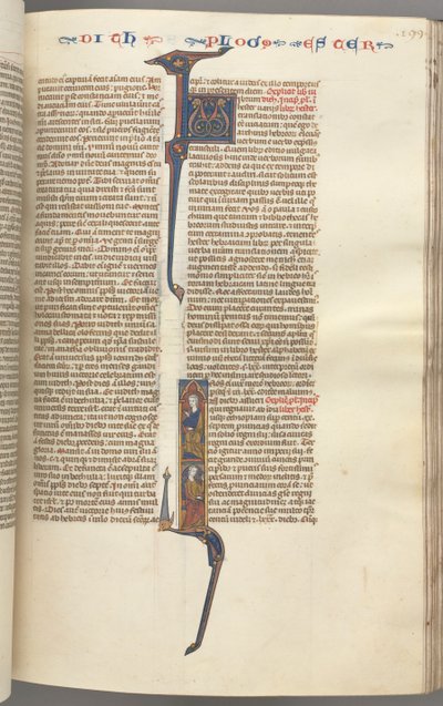 Fol. 199r, Ester, iniziale istoriata, due figure maschili sedute, c. 1275-1300 da Unbekannt