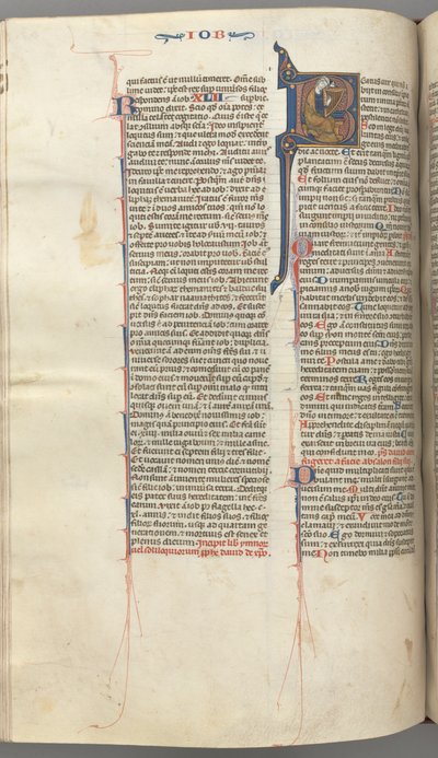 Fol. 214v, Salmo 1, iniziale istoriata 8, Davide che suona l