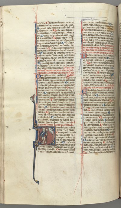 Fol. 222v, Salmo 52, iniziale istoriata D, un folle nudo tranne che per un mantello, che tiene una vescica..., c. 1 da Unbekannt