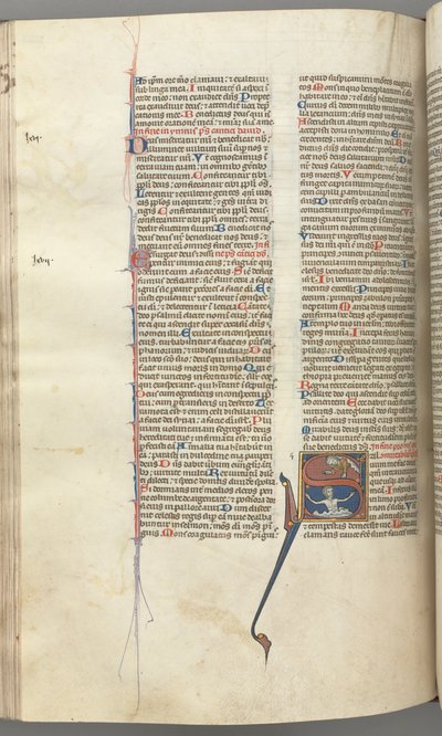 Fol. 224v, Salmo 68, iniziale istoriata S, Davide nell