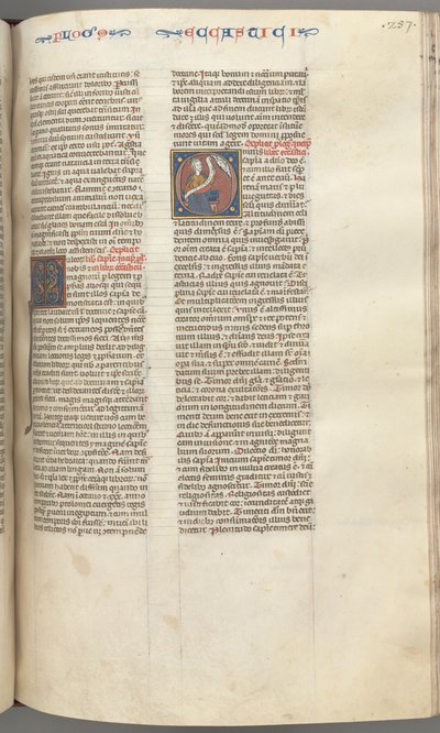 Fol. 257r, Ecclesiastico, iniziale istoriata O, Sirach seduto con una pergamena, busto di Dio sopra, c. da Unbekannt