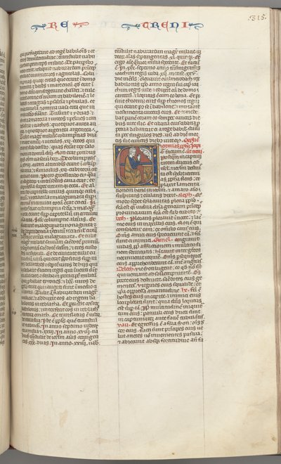 Fol. 315r, Lamentazioni, iniziale istoriata E, un Geremia inginocchiato che prega un busto di Dio da Unbekannt