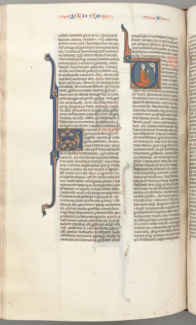 Fol. 354v, Amos, iniziale istoriata V, Amos in preghiera, busto di Dio sopra da Unbekannt