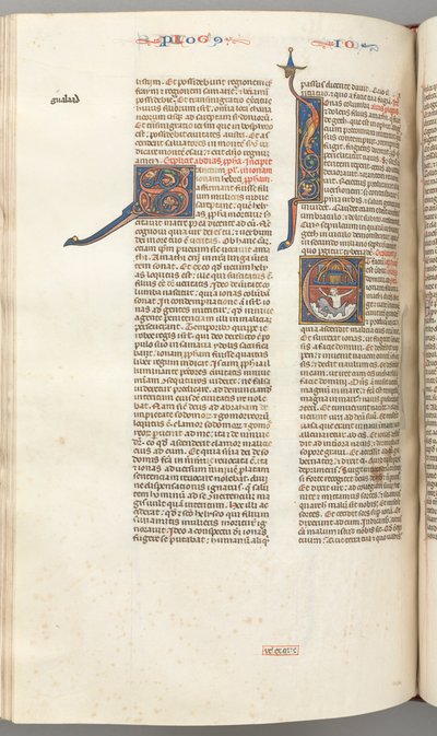 Fol. 357v, Giona, iniziale istoriata E, Giona inghiottito dalla balena, una città murata sopra, c. 1275 da Unbekannt