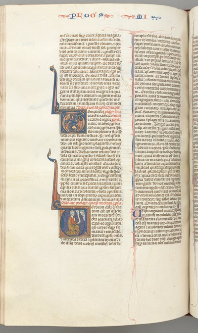 Fol. 358v, Michea, iniziale istoriata V, Michea in ginocchio, busto di Dio sopra, c. 1275-1300 da Unbekannt