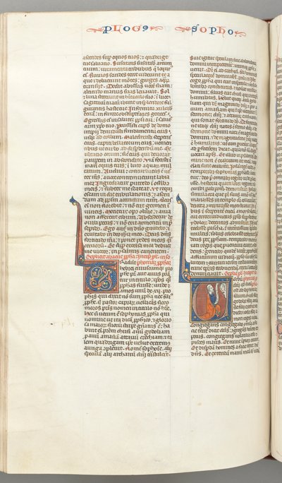 Fol. 362v, Sofonia, iniziale istoriata V, Sofonia inginocchiato con una pergamena, busto di Dio..., c. 12 da Unbekannt