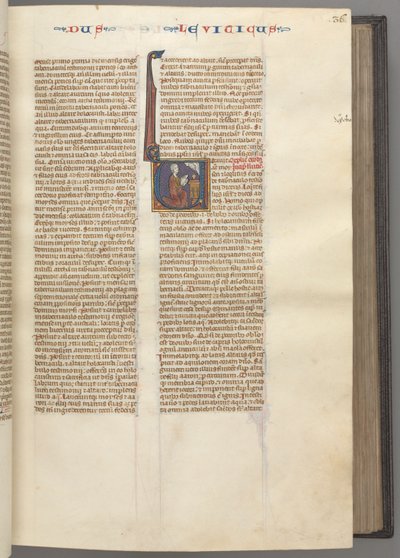 Fol. 36r, Levitico, iniziale istoriata V, Mosè che offre un agnello sacrificale su un altare, c. 1275 da Unbekannt