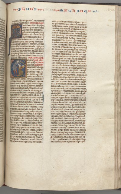 Fol. 370r, Maccabei I, iniziale istoriata E, Mattatia uccide l