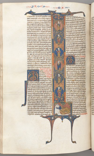 Fol. 391v, Matteo, iniziale istoriata a figura intera L, l