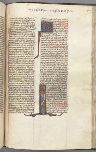 Fol. 404r, Marco, iniziale istoriata I, Marco in piedi con una pergamena da Unbekannt