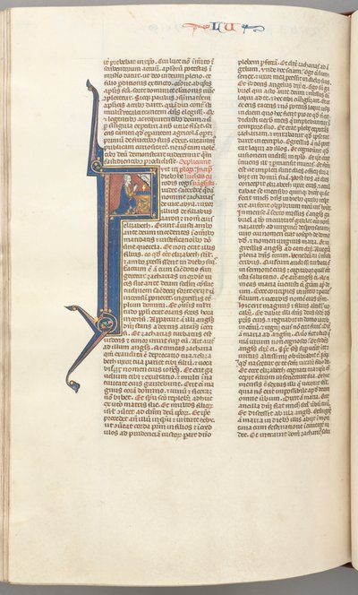 Fol. 412v, Luca, iniziale istoriata F, Luca che prega a un altare, busto di Dio sopra, c. 1275-1300 da Unbekannt