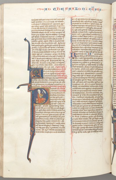Fol. 455v, Tessalonicesi II, iniziale istoriata P, Paolo seduto con una spada da Unbekannt