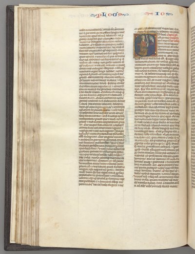 Fol. 76v, Giosuè, iniziale istoriata E, Giosuè con una pergamena inginocchiato davanti a Dio, c. 1275-1300 da Unbekannt