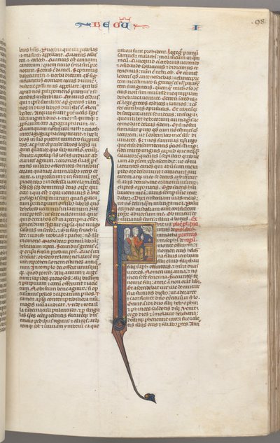 Fol. 98r, Re I, iniziale istoriata F, Elkanah e Anna inginocchiati davanti a un altare..., c. 1275-13 da Unbekannt