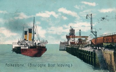 Partenza della barca Folkestone Boulogne, c1905 da Unbekannt