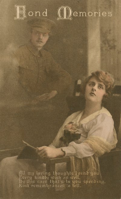 Dolci ricordi, cartolina romantica inviata da un soldato alla sua amata da Unbekannt