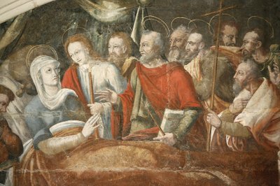 Abbazia di Fontevrault, dipinto nella sala capitolare: la morte di Maria dipinta da Thomas Pot (dettaglio) intorno al 1563, Fontevraud, Francia da Unbekannt