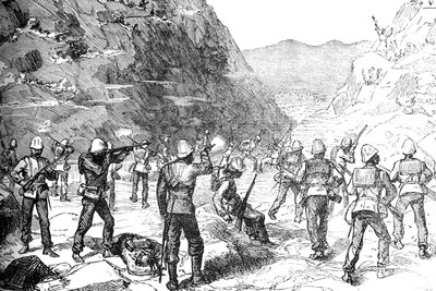 Partito di foraggiamento del 67º attaccato dagli afghani, 9 novembre 1879, c1880 da Unbekannt