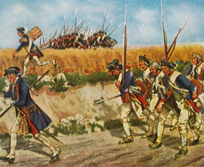 Marcia forzata delle truppe di Federico da Mähren a Küstrin, 1758 da Unbekannt