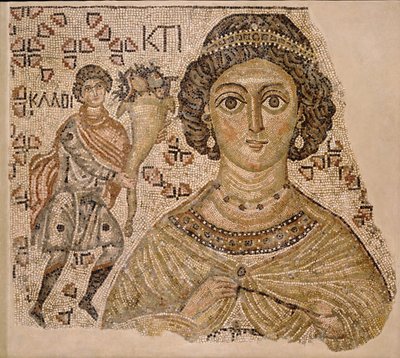 Frammento di un mosaico pavimentale con una personificazione di Ktisis, bizantino, 500-550 da Unbekannt