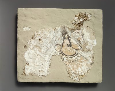 Frammento di pittura murale: donna con copertura per la bocca padam, ca. VII secolo d.C. da Unbekannt