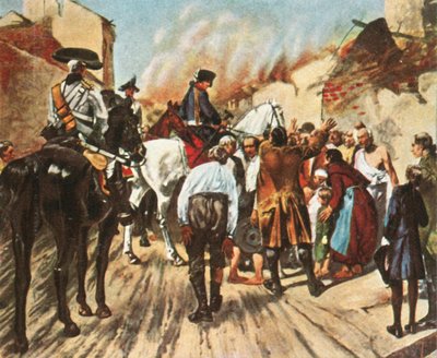 Federico il Grande nelle rovine di Küstrin prima della battaglia di Zorndorf, 25 agosto 1758, 1936 da Unbekannt
