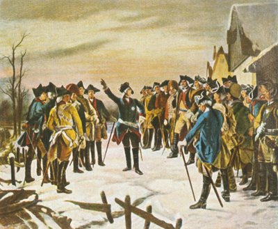 Federico il Grande fa un discorso...alla vigilia della battaglia di Leuthen, 5 dicembre 1757 da Unbekannt