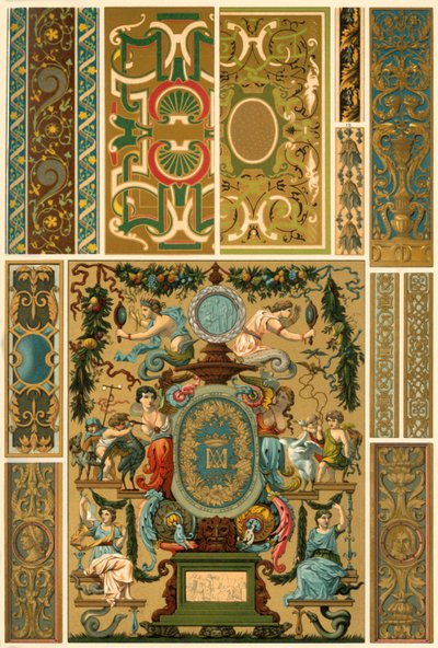 Pittura murale rinascimentale francese, scultura dipinta policroma, tessitura e copertine di libri, 1898 da Unbekannt