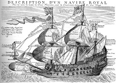 Nave da guerra reale francese del XVII secolo, c1880 da Unbekannt