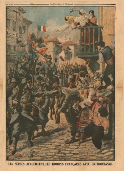 Le truppe francesi sono accolte con entusiasmo dai serbi, 1915 da Unbekannt