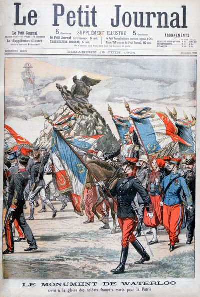 Truppe francesi che sfilano davanti al monumento alla battaglia di Waterloo da Unbekannt