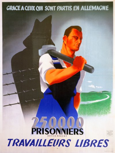 Poster dei lavoratori francesi per la Germania, 1943 da Unbekannt
