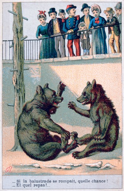 Cartolina zoologica francese, XIX secolo da Unbekannt
