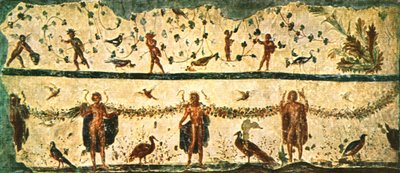 Fregio nella sala da pranzo Triclinium della casa di Pammachius, Roma, Italia, 1928 da Unbekannt