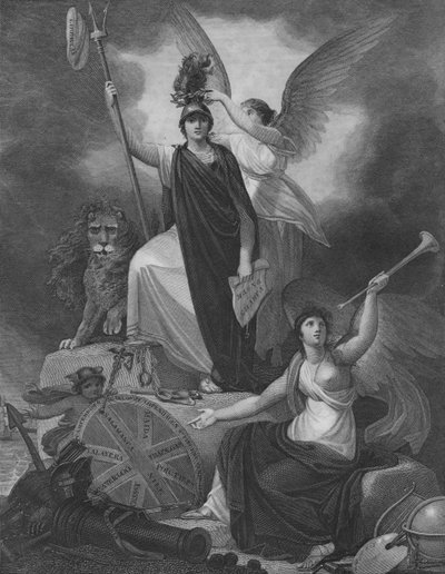 Frontespizio - Britannia che tiene il Tridente di Nettuno, sormontato dal Cappello della Libertà e dalla corona da Unbekannt