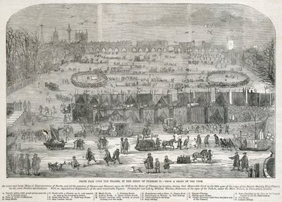 Fiera del gelo sul Tamigi durante il regno di Carlo II, Londra, 1683 da Unbekannt