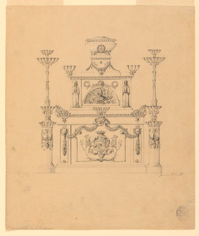 Mobili con braccioli e candelabri da Unbekannt