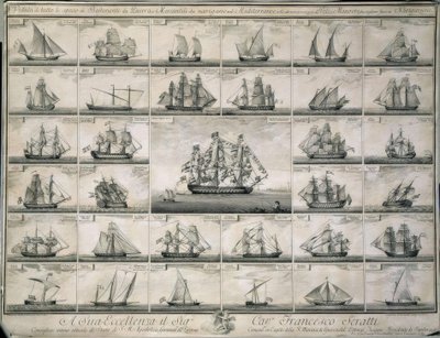 Incisione delle Navi da Guerra e Mercantili che Navigarono nel Mediterraneo da Unbekannt