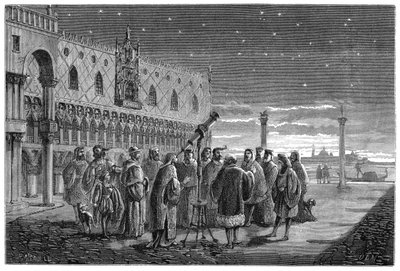 Galileo dimostra il suo telescopio, Venezia, 1609 da Unbekannt