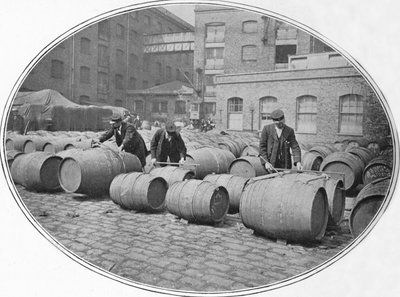 Misurazione delle botti di vino ai London Docks da Unbekannt