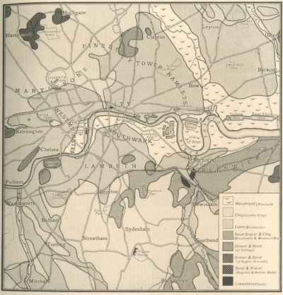 Mappa geologica del sito di Londra, 1908 da Unbekannt