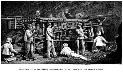 Trapano a roccia ad aria compressa di Germain Sommeiller utilizzato nello scavo del Tunnel del Moncenisio da Unbekannt