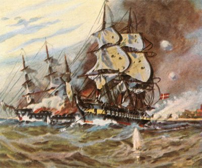 Attacco della batteria tedesca dalla spiaggia di Eckernförde, 5 aprile 1849, 1936 da Unbekannt
