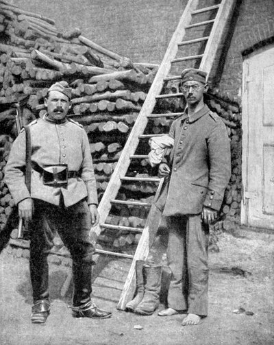 Prigioniero di guerra tedesco e una guardia, Prima Guerra Mondiale, 1915 da Unbekannt
