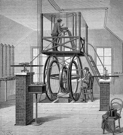 Gigante galvanometro nel laboratorio di fisica, Università Cornell, New York, USA, 1886 da Unbekannt
